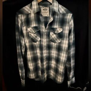 Vans Blue and White Plaid Casual Shirt